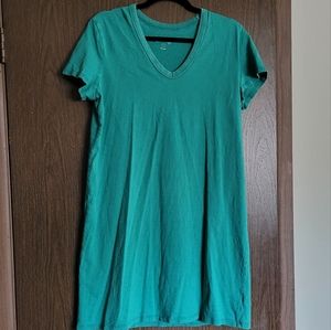 Teal Green Short Sleeve Cotton T-Shirt Dress